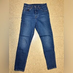 Levis Women 501s Skinny Blue Denim Button Fly Jeans 25x28 Premium‎ Big E